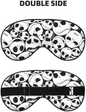 Halloween Skull Sleep Mask for Women Men, Soft and Comfortable Eye Mask with Adjustable Strap for Travel Yoga Nap Sleeping