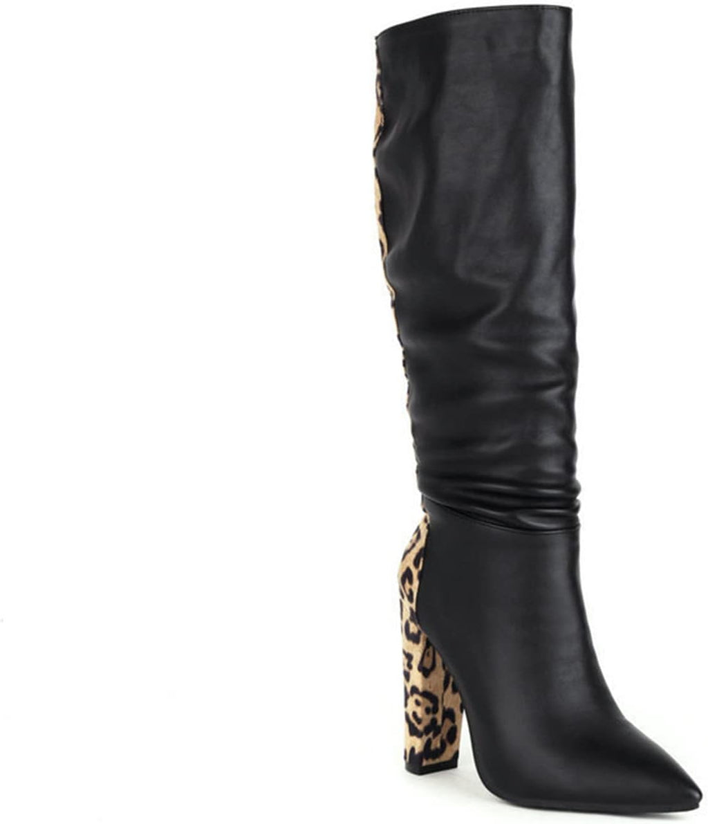 Vujkliy 11CM/4.33IN Fashion Pointed Toe Thick Heel Sexy Elegant Ladies Nightclub Boots High Knee High Pole Dance Boots