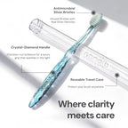 Nano-b Manual Toothbrush for Adults with Sensitive Gums, Silver Soft/Medium Bristles, Travel Case, Pink