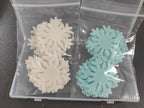 50pcs Edible Snowflakes for Cake Decorating Cupcake Toppers for Christmas Winter frozen Theme Birthday Party Decorations (White & Blue)