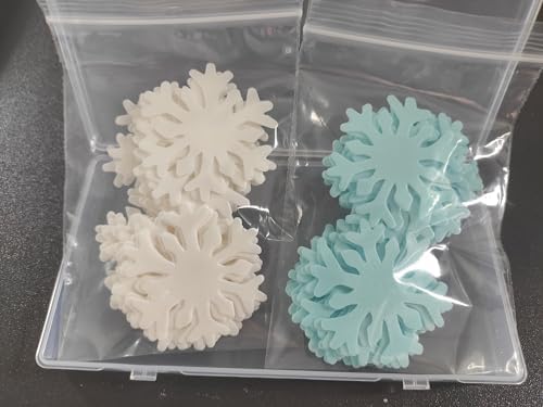 50pcs Edible Snowflakes for Cake Decorating Cupcake Toppers for Christmas Winter frozen Theme Birthday Party Decorations (White & Blue)