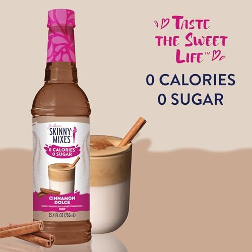 Jordan's Skinny Mixes Syrups Sugar Free Coffee Syrup, Cinnamon Dolce Flavor Drink Mix, Zero Calorie Flavoring for Chai Latte, Protein Shake, Food and More, Gluten Free, Keto Friendly, 25.4 Fl Oz, 1 Pack