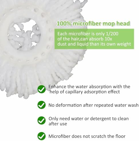 Mop Head for Hurricane Spin Mop Microfiber Mop Head for 360°Spin Magic Mop Refills Round Standard Size Mop Pads 4 Packs