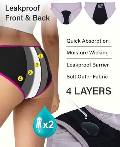 Neione Period Underwear for Women Girls, High-Cut Cheeky Bikini Leakproof Panties, Stretch Breathable