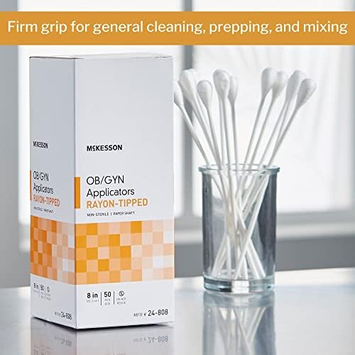 McKesson OB/GYN Applicators Rayon Tipped, Non-Sterile, 8 in, 50 Count, 1 Pack