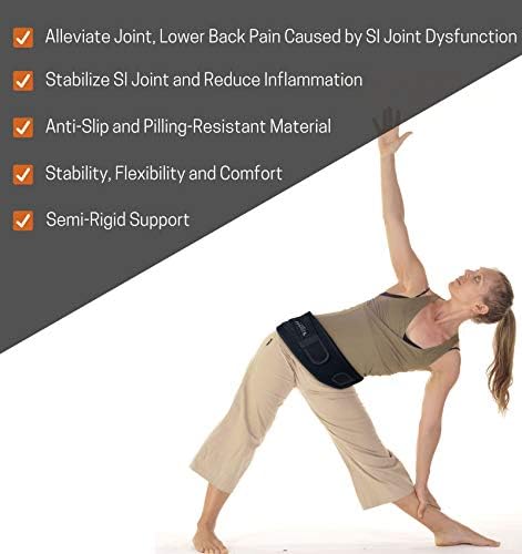 Vriksasana Posture Sacroiliac Hip Belt for Women and Men That Alleviates Sciatic, Pelvic, Lower Back, Leg and Sacral Nerve Pain Caused by Si Joint Dysfunction| Trochanter Brace (Plus, Black)