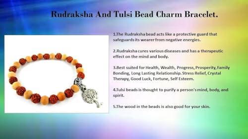 Hijet Tree of life Rudraksha & Tulsi Round Bead Stretch Bracelet 8" Long Balancing Positive Energy Harmony Luck Yoga Meditation Reiki Natural Genuine Authentic Fashion Style.