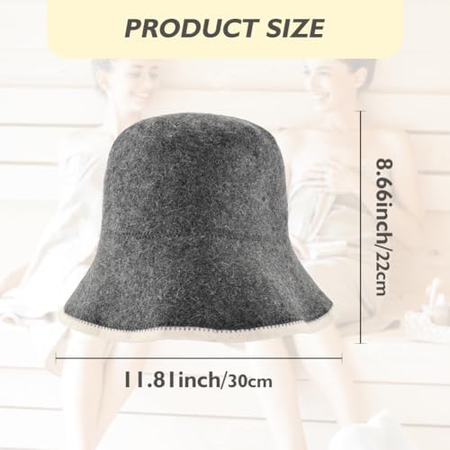 Wool Sauna Hat, Comfortable Soft Felt Wool Cap, Breathable Russian Banya Cap, Protects from Overheating & Hair Damage, for Spa, Steam Room, Banya, Bathhouse, Breathable Grey
