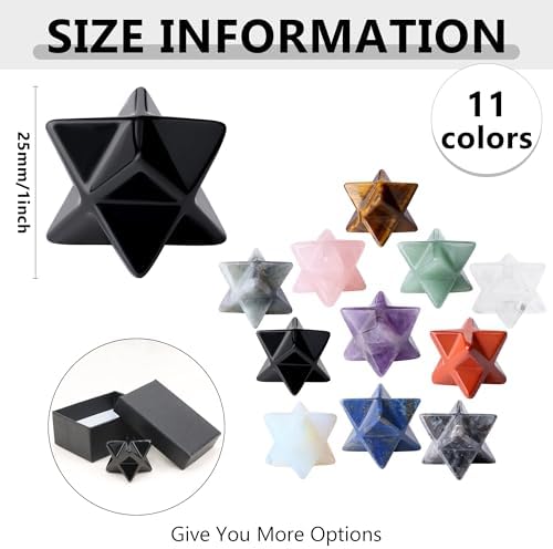 QINJIEJIE Black Obsidian Merkaba Crystal Natural Healing Stones Sacred Meditation Energy Generator 1" Reiki 3D Star Dodecahedron Crystal Grid Home Decor Protection Cleansing Spiritual Gifts