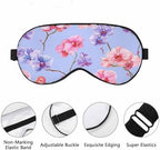 Purple Pink Orchid Flowers Sleep Eye Mask Bright Blue Floral Watercolor Men Women Sleep Mask with Adjustable Strap Eye Cover Eye Shade for Travel, Nap,Meditation