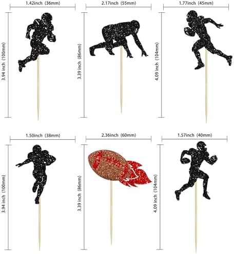 24Pcs Rugby Ball Cupcake Toppers Football Players Sport Cupcake Picks Super Rugby Sports Theme Baby Shower Birthday Party Cake Decorations Supplies