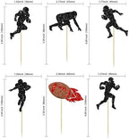24Pcs Rugby Ball Cupcake Toppers Football Players Sport Cupcake Picks Super Rugby Sports Theme Baby Shower Birthday Party Cake Decorations Supplies
