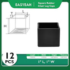 EASYEAH 1" (25mm) Square Chair Leg Floor Protectors, Black Rubber Chair Leg Caps, Non-Slip Patio Furniture Feet Cap, PVC Chair Feet Covers for Hardwood Floors, Tables & Patio Furniture, 12pcs