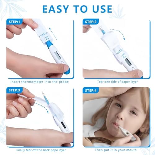 OBTANIM 100 Pieces Disposable Digital Thermometer Probe Covers Clear Temperature Sheath Sleeves for Oral, Rectal, Armpit
