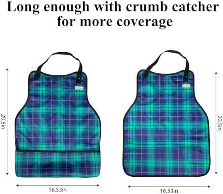 3 Pack Adult Bibs Washable Clothing Protector with Crumb Catcher, Adjustable Reusable Waterproof Large Feeding Adult Bib