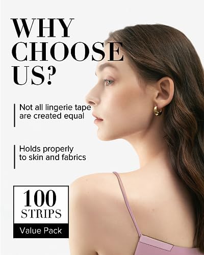 VOCH GALA Double Sided Tape for Clothes & Body (100 Strips) – Clear Fashion Garment Tape for Dresses | Medical‑Grade Adhesive, Hypoallergenic Body Tape for Sensitive Skin | All Day Hold