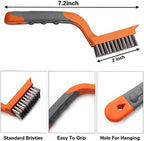 MAXMAN Wire Brush 3Pcs Brass/Stainless Steel/Nylon Wire Brushes for Cleaning Rust Bristle Brush Set with Rubber Curved Handle Grip Used for Dirt, Paint Remover (Orange+ Gray)