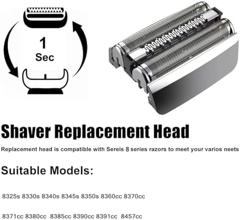 83M Replacement Head Compatible With Braun Series 8, 83M Wet and Dry Replacement Foil and Cutter for Braun Electric Shaver S8, 8370cc, 8340s, 8350s, 8467