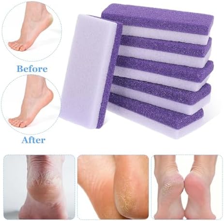 6 Pcs Foot Pumice Scrubber Ped File Foot Pumice Stone Exfoliator Scraper Pedicure Remover for Feet Hard Skin Callus Dead Skins Shower Smooth Feet Heels Cracked Heel Repair Stocking Stuffers