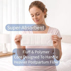 Vakly Postpartum Pads 6" x 17" (40 Pack) – XL Super Absorbent Maternity Pad Liners for Overnight Leak Protection, Incontinence Booster Pads with Adhesive