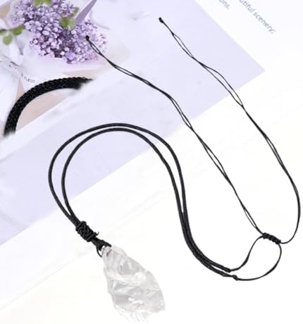 Erliway 1.2" Raw Stone Necklace for Women Men, Natural Rough Gemstone Crystal Pendant Necklace, Adjustable Healing Crystal Necklace Pendant with Hand-Woven Rope