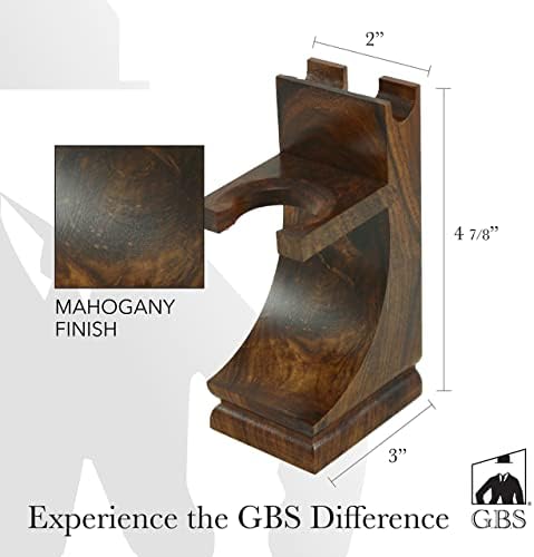 G.B.S Deluxe Wooden Shaving Razor and Shave Brush Stand - Safety Razor Brush Holder. Prolong The Life of Your Shaving Brush and Razor, Walnut Wood Finish