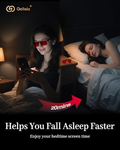 Goiteia Red Clip on Blue Light Blocking Glasses for Sleep-Block Blue & Green Light, Improve Sleep, Relieve Eye Strain and Headaches, Red Light Glasses for Screen Use