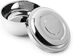 QSHAVE Stainless Steel Shaving Bowl with Lid 4 Inch Diameter Large Deep Size Chrome Plated Shinning Finish