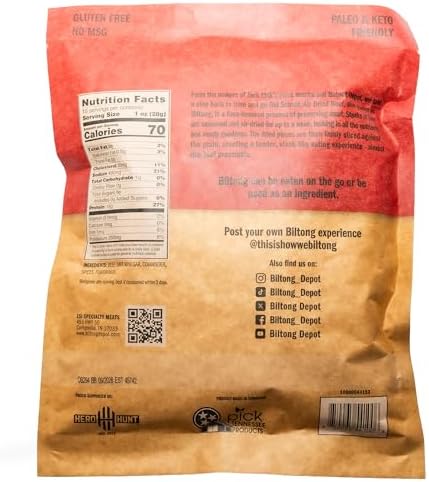 Biltong Depot Lean Original Biltong Slices - 1lb (16oz) | Air-Dried Beef Jerky Snack | High Protein | Paleo & Keto Friendly | Zero Sugar | Gluten Free | No Artificial Preservatives | No MSG
