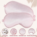 2 Pcs Satin Sleep Mask, Pink Silk Eye Mask for Sleeping Breathable Blindfold with Elastic Strap Soft Eye Cover for Women Men Travel Nap