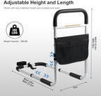 Panta Bed Rails for Elderly Adults, Adjustable Bed Assist Bar for Seniors, Medical Bed Safety Rail with Storage Bag and Fixing Strap, Portable Bed Cane Fit King, Queen, Full, Twin, Medium, Black