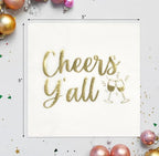 Gift Boutique - 100 Count Cheers Y'all Cocktail Beverage Napkins Holiday Disposable Paper Napkin New Year's Eve Dessert Napkins for Home, Dinner, Bridal Shower, Tableware Party Supplies Decor
