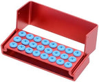5PC Burs Holder Block Disinfection Box Aluminium Autoclave Unit 24 Holes Red
