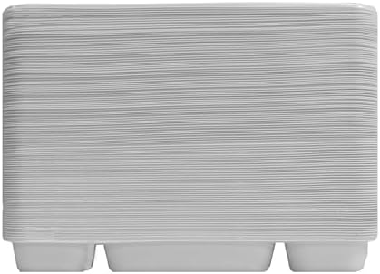 6 Compartment White Disposable Party Thali Plates (50 Pack)