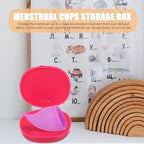 Storage Box Portable Holder Compact Travel Case for Feminine Care Reusable Case with 2-Pack Small Silicone Cups Carrying Organizer