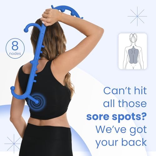 Ranarose Deep Tissue Back & Neck Massager - Back Massager Stick for Pain Relief, Muscle Knot Remover, Trigger Point Massage Tool for Full Body, Shoulders, Legs - Pressure Point Massage Tool (Blue)