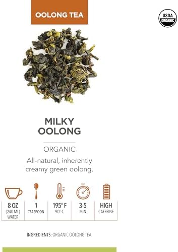 Teabloom Organic Oolong Tea, Milky Oolong Loose Leaf Tea, Rolled Leaves Famous for its Milky Taste and Silky Texture, 3.53 oz/100 g Canister Makes 35-50 Cups