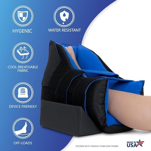 NYOrtho ZERO-G Heel Cloud Pressure Relief Boot – Standard Universal Fit Heel Protector for Pressure Sores – Cooling Peachskin Fabric, Water-Resistant, Soft Offloading Suspension – Made in USA