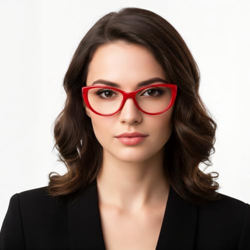 Classic Cateye Reading Glasses for Women – Retro Butterfly Frame, Blue Light Blocking Readers, HD Lens, Spring Hinge