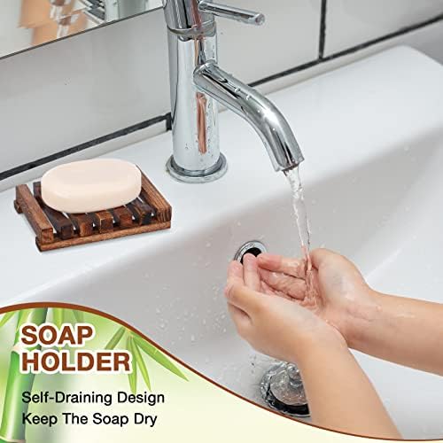 Skylety 50 Pieces Wooden Shower Soap Dish Bulk Soap Holder Savers Draining Tray Case Stand for Bathroom Kitchen Travel Sponge Shampoo Sink, 4.5 x 3.1 x 0.9 Inches (Brown Color)