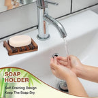 Skylety 50 Pieces Wooden Shower Soap Dish Bulk Soap Holder Savers Draining Tray Case Stand for Bathroom Kitchen Travel Sponge Shampoo Sink, 4.5 x 3.1 x 0.9 Inches (Brown Color)
