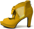 GATUXUS Open Toe Women Platform High Heel Shoes Bows Strappy Sandals