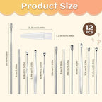 12 Pcs/2 Sets Ear Pick Earwax Removal Kit, Stainless Steel Ear Cleaning Tool Cleaner Curette Ears Wax Removal Kit Ears Scraper Set with Plastic Storage Box and Cleaning Brush for Adults (Sliver)