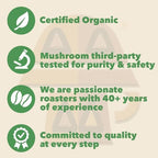 Harmonic Grounds Dark Roast Mushroom Coffee | Organic Ground Coffee with Functional Mushrooms | Lion’s Mane, Reishi, Chaga, Cordyceps, Turkey Tail | Fruiting Body Only | 14 oz Bag