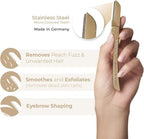 Hollywood Browzer Hair Removal and Dermaplaner - Eyebrow Razor for Women - Removes Peach Fuzz - Travel Size Eyebrow Grooming Kit - Gold - 1 pc