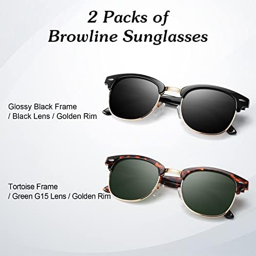 Polarized Sunglasses Men Women,Semi Rimless Retro Shades UV400 Protection