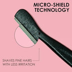 Japonesque Eyebrow Razor with Ultra-Sharp Stainless Steel Blades, for Removal of Facial Hair on Women. Also acts as a Dermaplane Razor to Remove Peach Fuzz & Exfoliate the face -Travel Cap Included