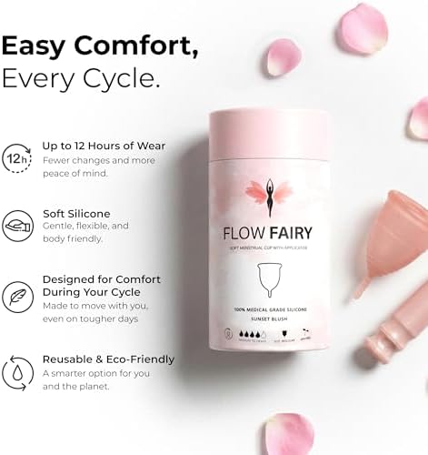 Menstrual Cup with Applicator – Reusable 100% Medical-Grade Silicone Period Cup for Beginners – Leak-Free, Eco-Friendly, BPA & Latex Free, Up to 12-Hour Protection (Small)
