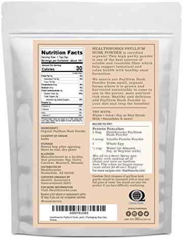 Healthworks Superfoods Organic Psyllium Husk Powder - 32 Oz / 2 Lbs - Raw - Certified Organic - Finely Ground Powder from India - Keto, Vegan & Non-GMO - Fiber Support