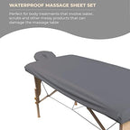 ForPro Professional Collection Waterproof Massage Table Cover, Protective Spa Treatment Sheet Set for Massage Tables, Machine Washable, Includes Massage Fitted Sheet and Face Rest Cover, Cool Grey